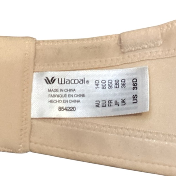 NWT 36D Wacoal Amazing Assets Strapless Push-Up Bra Style 854220, Nude Color - Picture 7 of 7